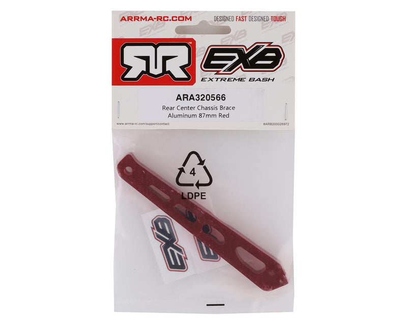 ARA320566 Arrma Rear Center Chassis Brace Aluminium 87mm Red, AR320566