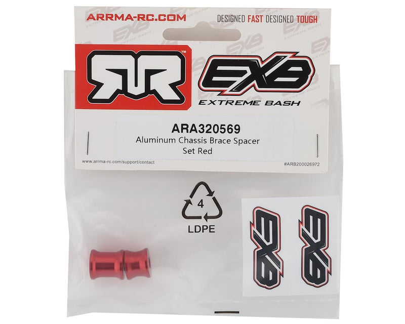 ARA320569 Arrma Aluminum Chassis Brace Spacer Set Red, AR320569