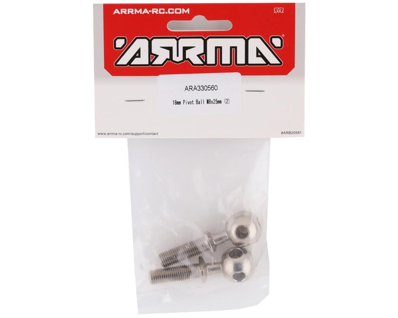 ARA330560 Arrma 18mm Pivot Ball, M8x25mm, 2pcs, 8S BLX, AR330560