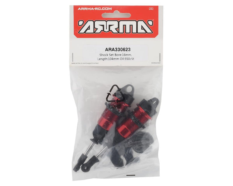 ARA330623 Arrma Shock Set, Bore 16mm, Length 104mm, Oil 550cSt, AR330623