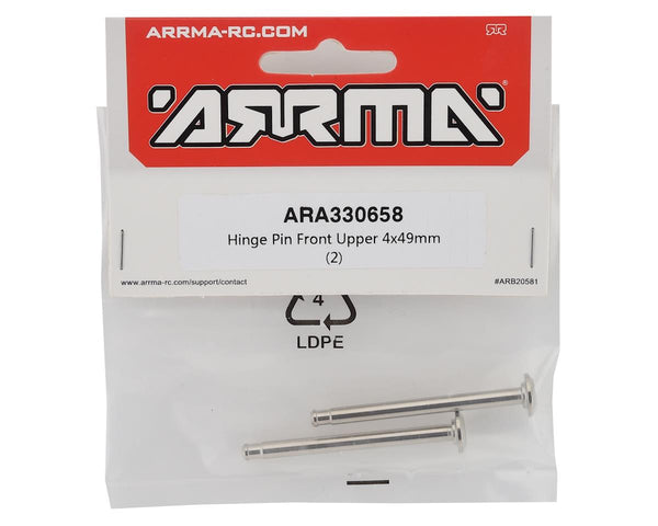 ARA330658 Arrma Hinge Pin Front Upper 4x49mm, 2pcs, AR330658