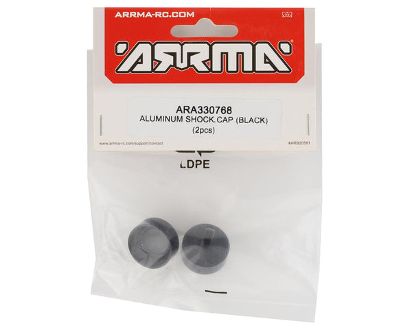 ARA330768 Arrma Aluminium Black Shock Cap, 2 Pieces