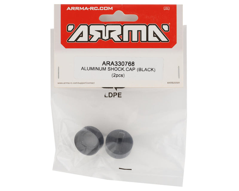 ARA330768 Arrma Aluminium Black Shock Cap, 2 Pieces