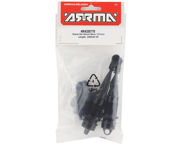 ARA330778 Arrma Shock Set 16mm Bore, 117mm Length, 1000cSt Oil, Fireteam, AR330778