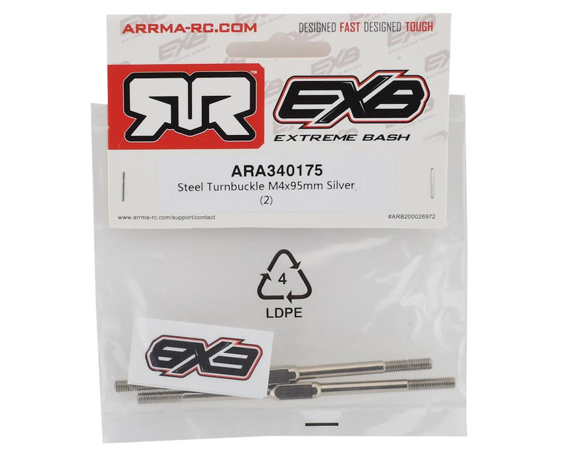 ARA340175 Arrma Steel Turnbuckle M4x95mm, 2pcs, AR340175