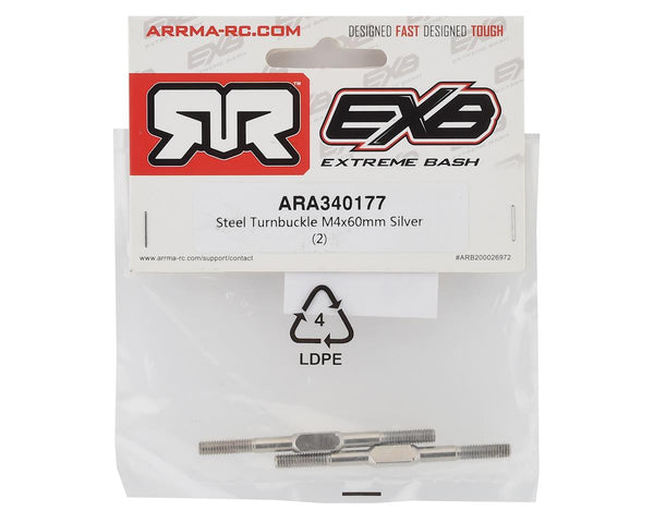 ARA340177 Arrma Steel Turnbuckle M4x60mm, 2pcs, AR340177