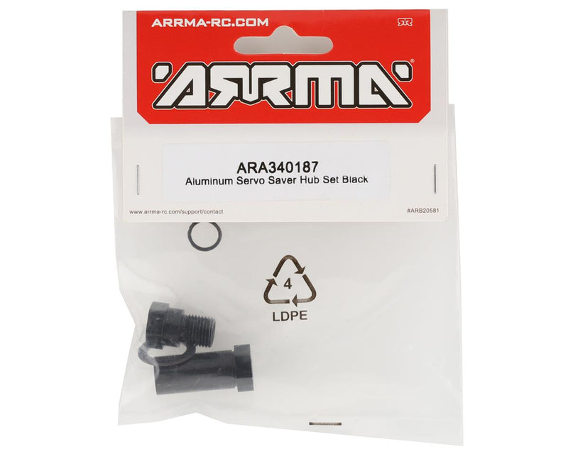 ARA340187 Arrma Black Aluminum Servo Saver Hub Set, AR340187