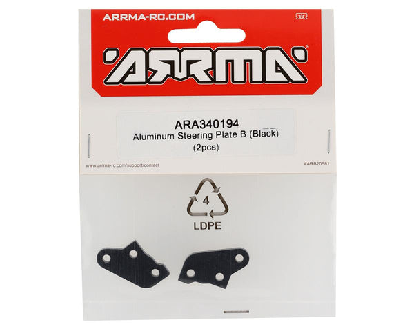 ARA340194 Arrma Aluminum Steering Plate B Black, 2pcs, Fireteam, AR340194