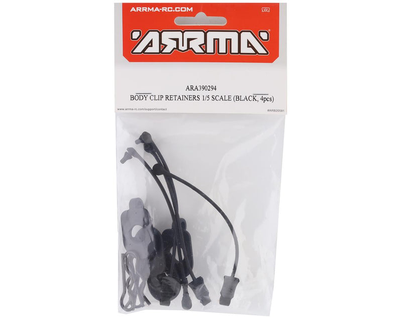 ARA390294 Arrma Body Clip Retainers 1/5 Scale, Black, 4pcs, 8S BLX, AR390294