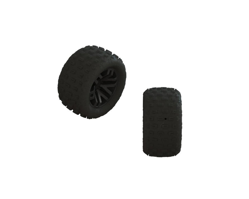 ARA550112 Arrma dBoots 'FORTRESS' Tyre Set Glued on Black Rims, 2pcs