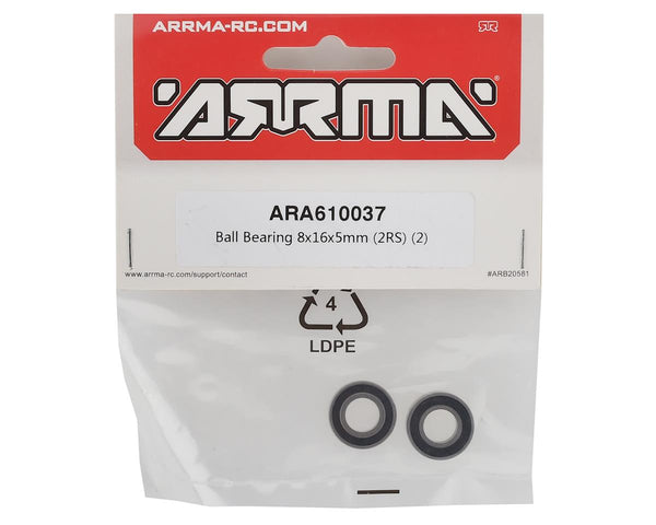 ARA610037 Arrma Ball Bearing 8x16x5mm 2RS, 2pcs, AR610037