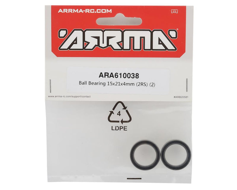 ARA610038 Arrma Ball Bearing 15x21x4mm 2RS, 2pcs, AR610038