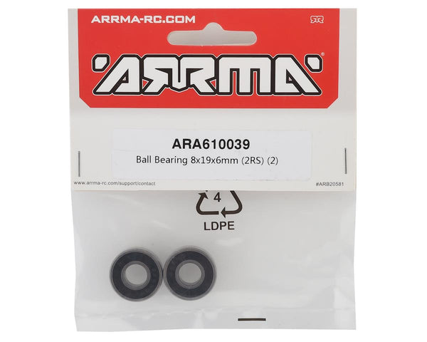 ARA610039 Arrma Ball Bearing 8x19x6mm 2RS, 2pcs, AR610039