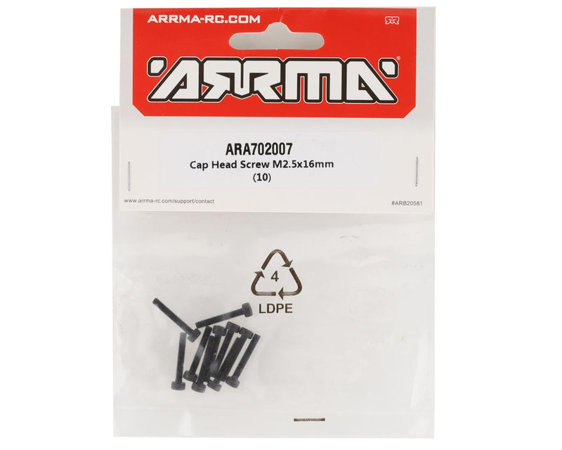 ARA702007 Arrma M2.5x16mm Cap Head Screw, 10pcs, AR702007