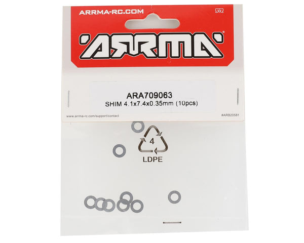 ARA709063 Arrma 4.1x7.4x0.35mm Shims, 10pcs, AR709063