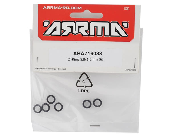 ARA716033 Arrma O-Ring 5.8x1.5mm, 6pcs, AR716033