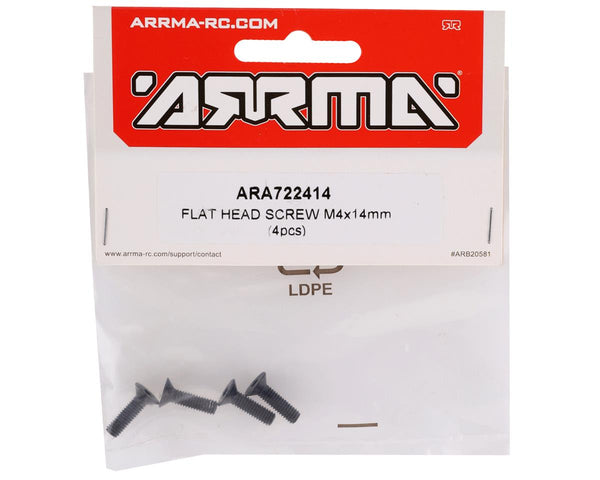 ARA722414 Arrma M4x14mm Flat Head Screw, 4pcs, AR722414