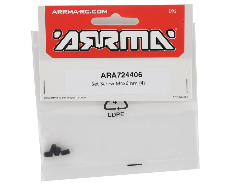 ARA724406 Arrma Set Screw M4x6mm, 4pcs, AR724406