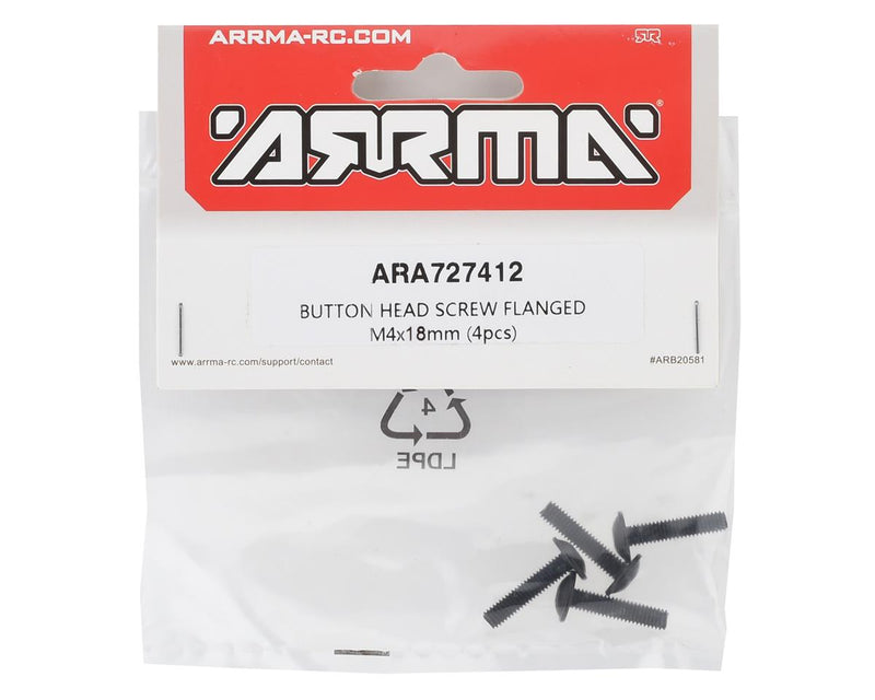 ARA727412 Arrma Button Head Screw Flanged M4x18mm (4), AR727412