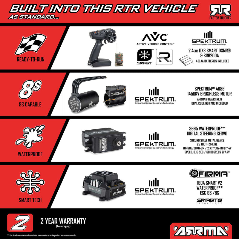 Coming Soon Earlier Oct 1/7 LIMITLESS 8S AVC 4X4 RTR Brushless Street Speed, White/Blue ARA7816T2