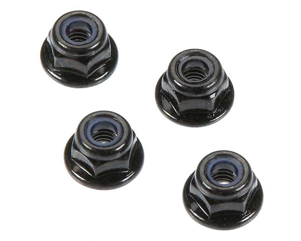 ARAC9810 Arrma Flange Lock Nuts, 4mm, Black, 4 Pieces, AR708001