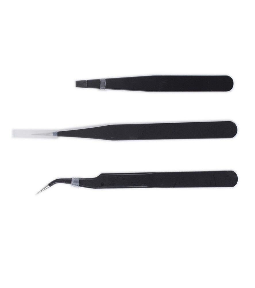 Artesania Stainless Steel Tweezer Set (Straight Curved & Flat)