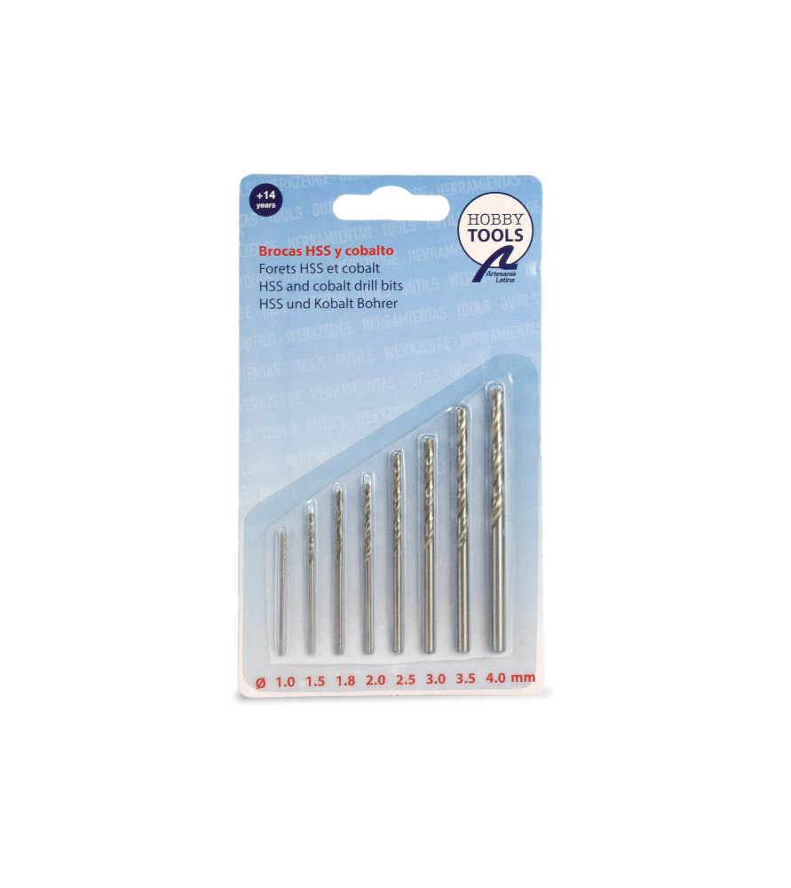 Artesania Set of 8 HSS-E Cobalt Steel Drill Bits (Diam. 1-1.5-1.8-2.0-2.5-3.0-4.0) [27217]