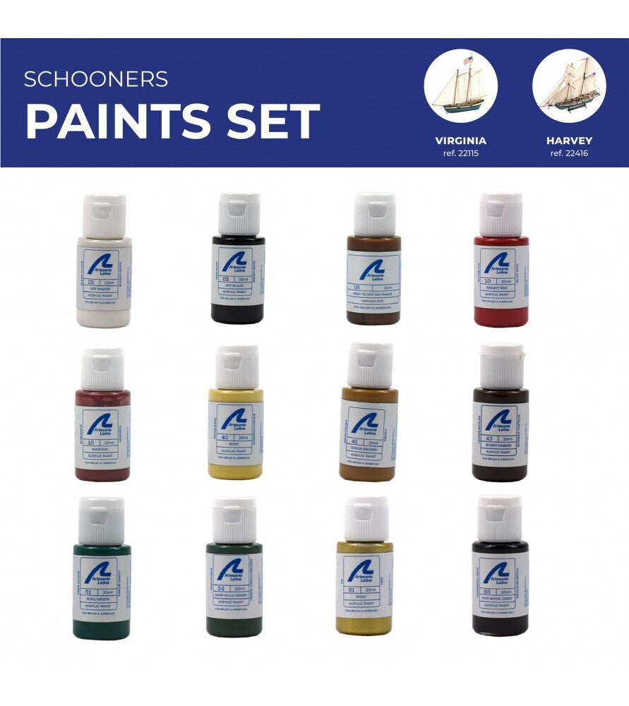 Artesania Paint Set for Ship Model #22115 Virginia & #22416 Harvey (20ml x 12 Bottles)