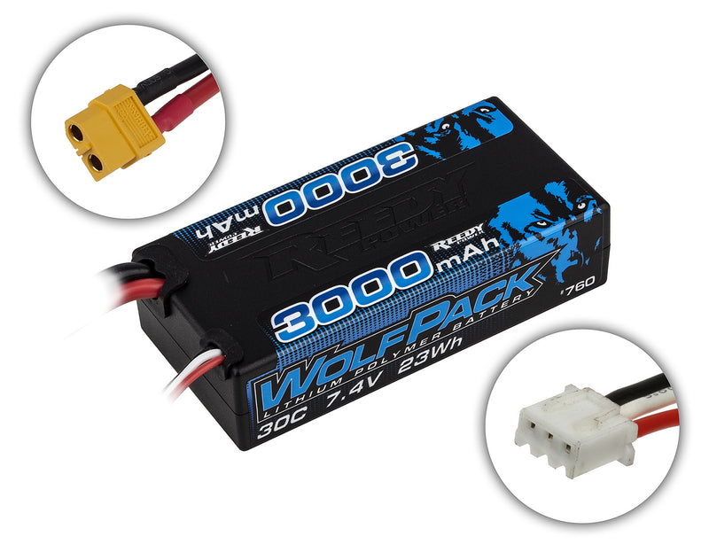 ASS0761 Reedy WolfPack LiPo 3000mAh 30C 11.1V Shorty, XT60 Plug