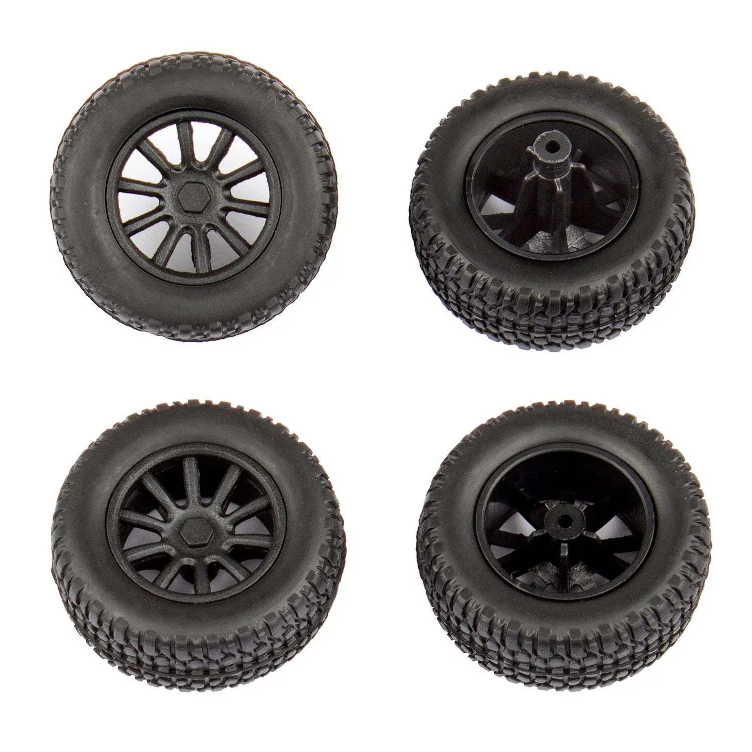 ASS21426 SC28 Front and Rear Wheels and Tires, mounted Team Associated