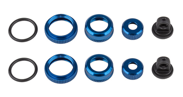 ASS21556 FT 10 mm Shock Caps and Collars, blue aluminum