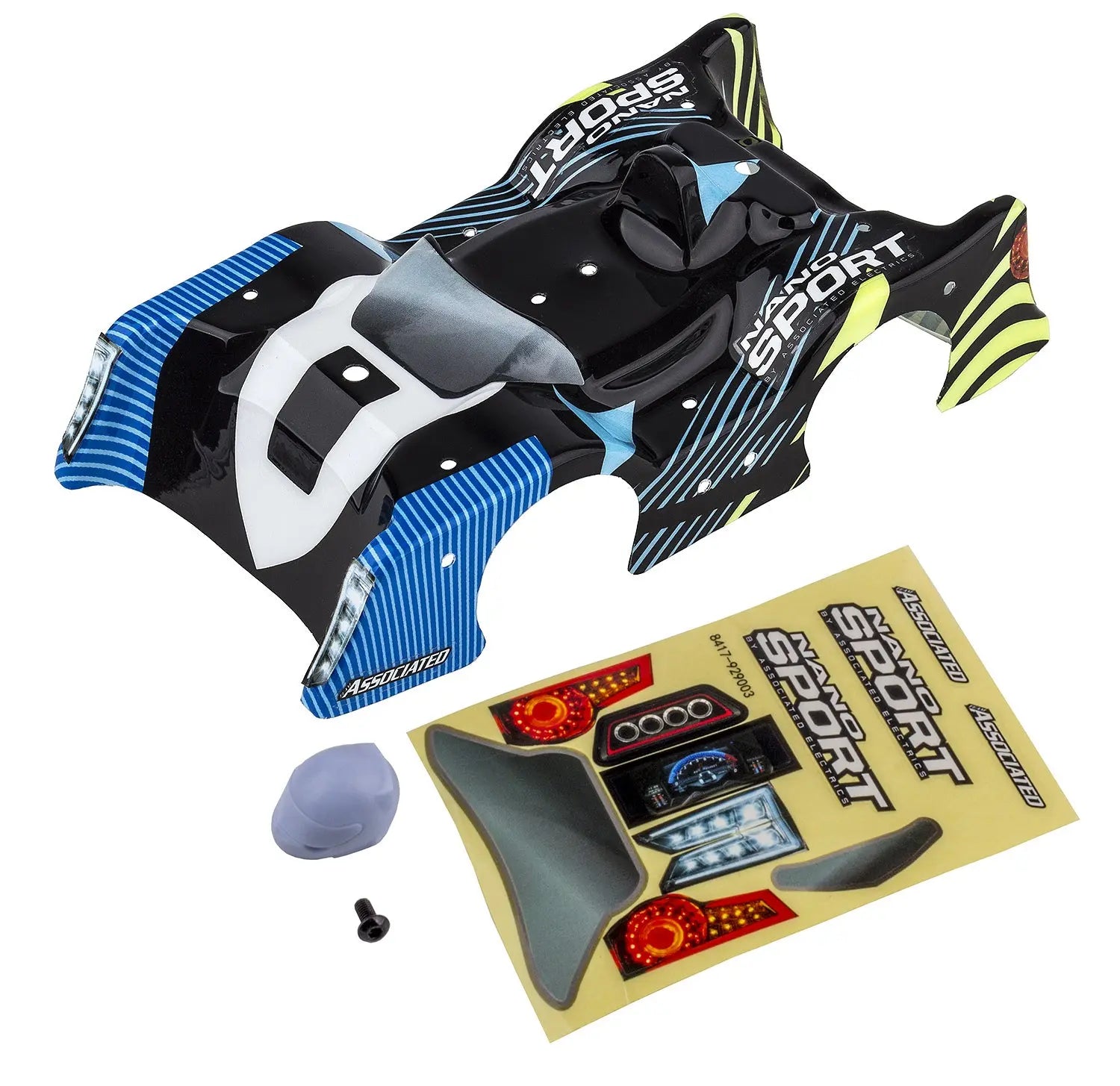 ASS21601 Nanosport Blue and Black Body, with decals Team Associated