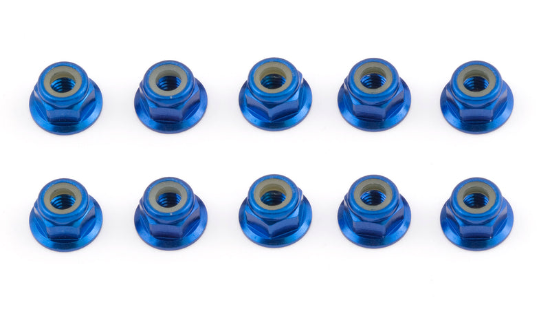 ASS25391 FT Locknuts, M4, flanged, blue aluminum