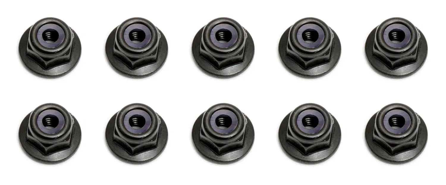 ASS25612 Locknuts, M3, flanged, black Team Associated