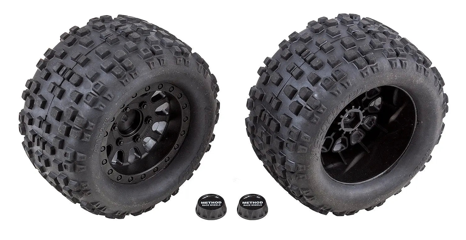 ASS25841 Rival MT10 Tires and Method Wheels, mounted, hex, black Team Associated
