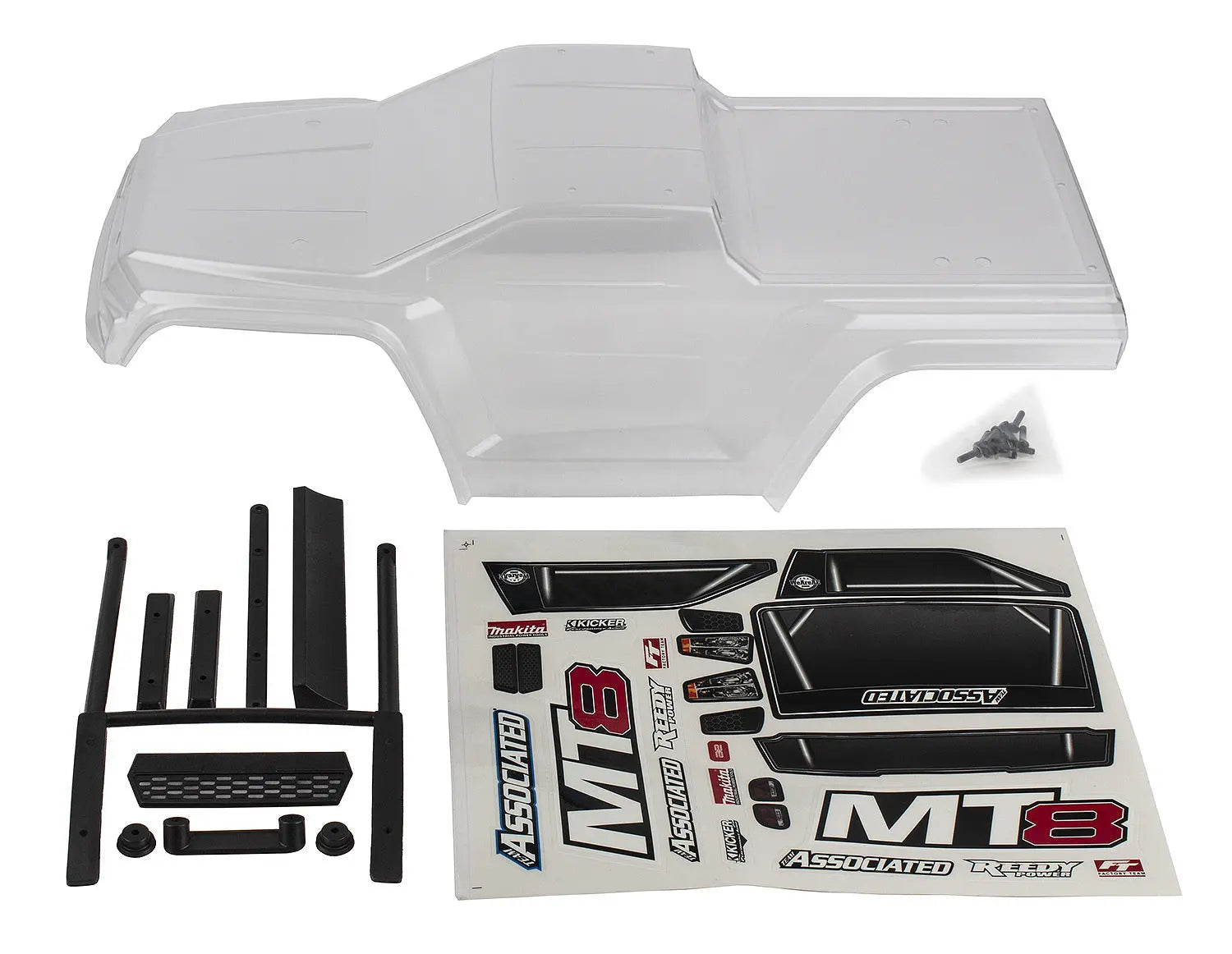 ASS25922 RIVAL MT8 Body Set, clear Team Associated