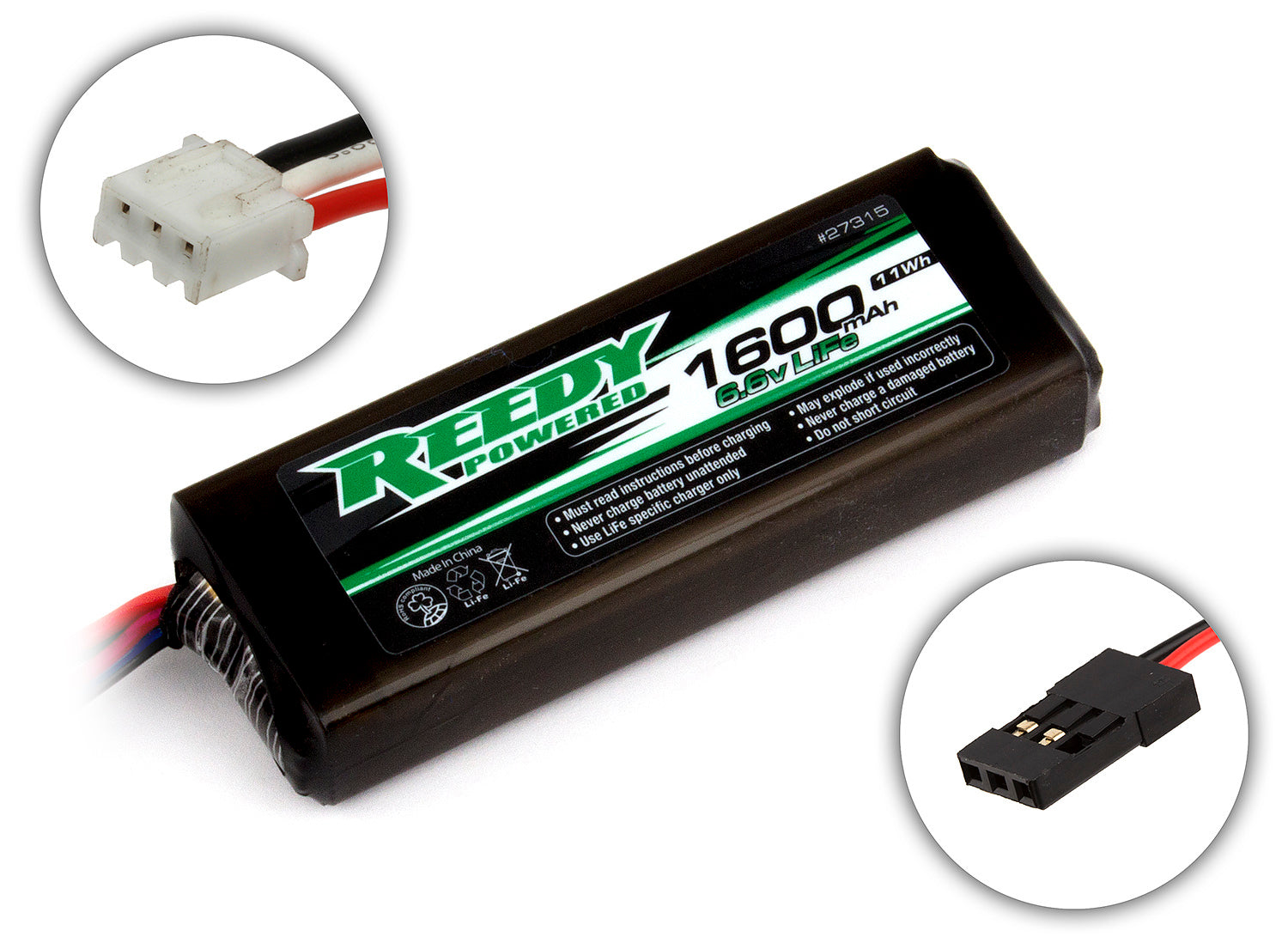 ASS27315 Reedy LiFe Pro 1600mAh 6.6V TX/RX Battery, flat Team Associated