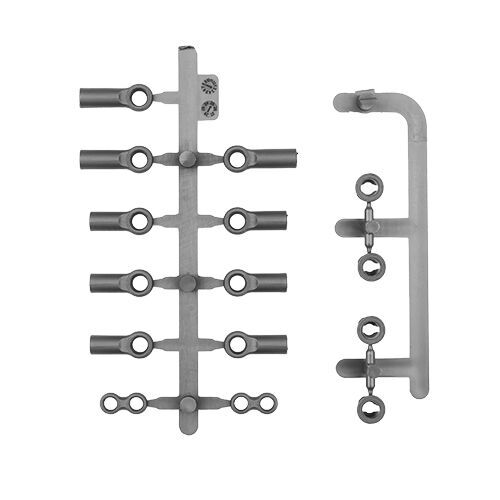 ASS32075 RC10TC8 BALL CUPS, ARM BALL INSERTS AND ANTI-ROLL BAR LINKS