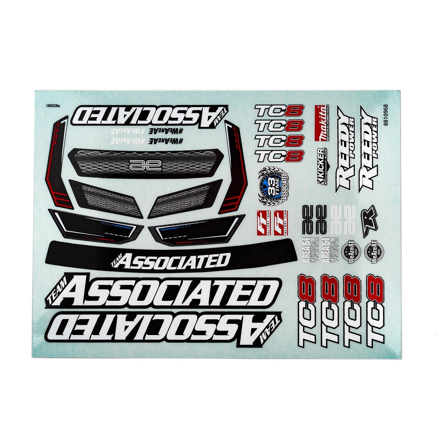 ASS32081 RC10TC8 DECAL SHEET TEAM ASSOCIATED