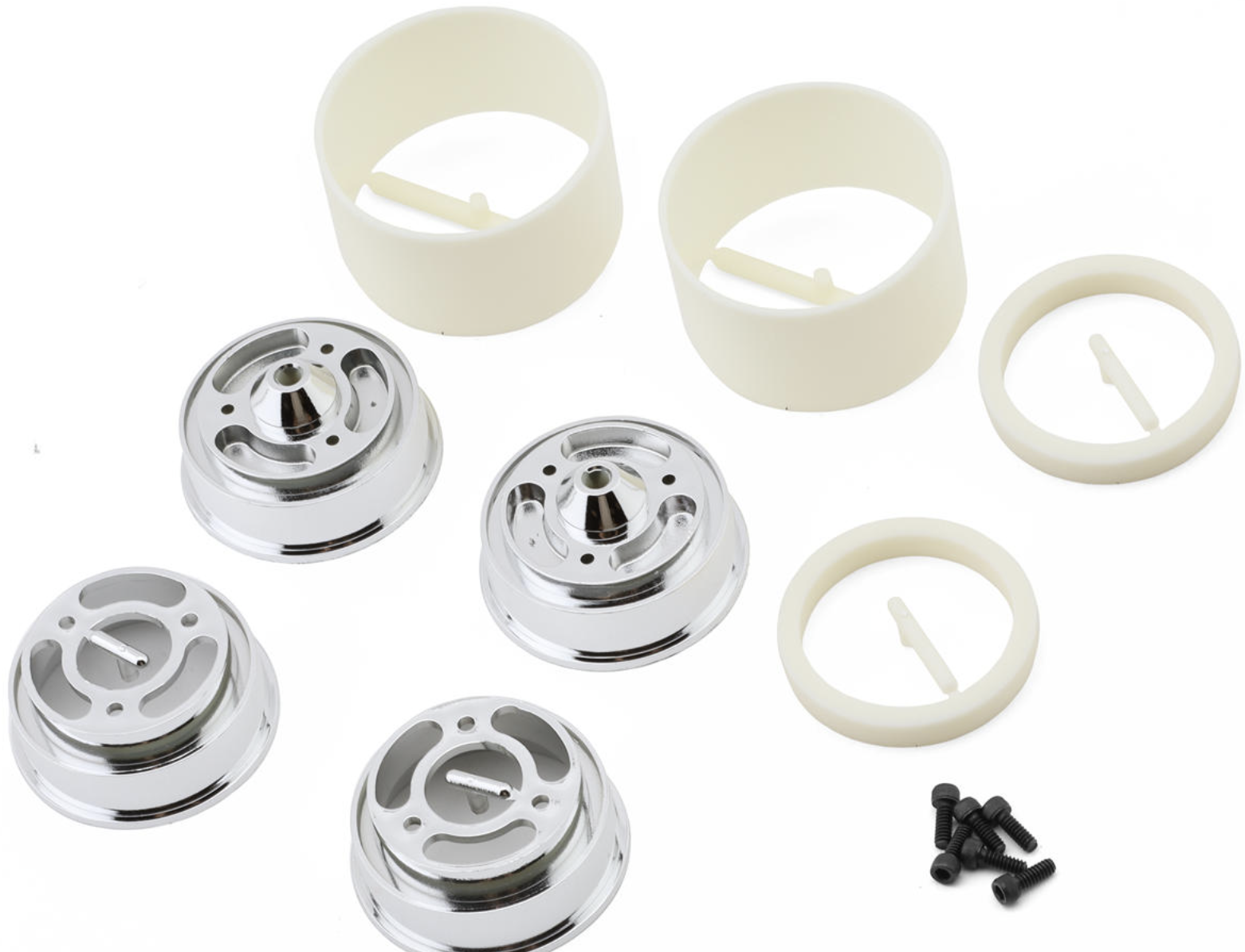 ASS6396 RC10 REAR WHEELS, CHROME TEAM ASSOCIATED