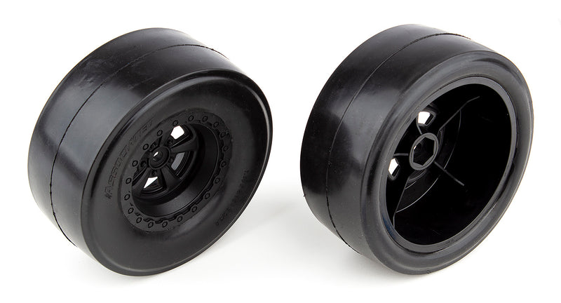 ASS71072 DR10 Rear Wheels and Drag Slick Tires, mounted