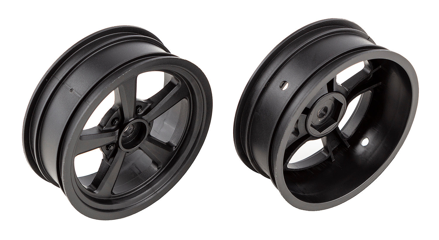 ASS71079 DR10 Drag Front Wheels, black Team Associated