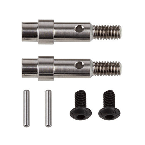 ASS71181 RC10B6 FT Hex Adapter Front Axles, titanium