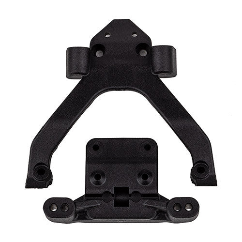 ASS71182 RC10B6.4 Front Top Plate and Ballstud Mount, angled Team Associated
