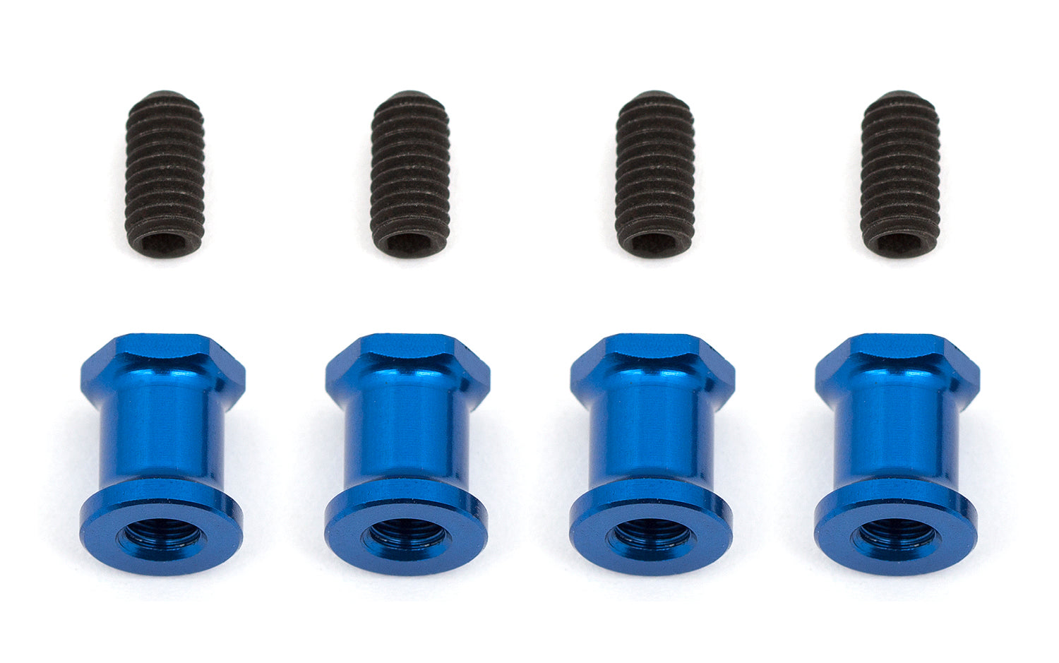 ASS8652 RC10F6 FT Suspension Arm Standoffs, blue aluminum Team Associated