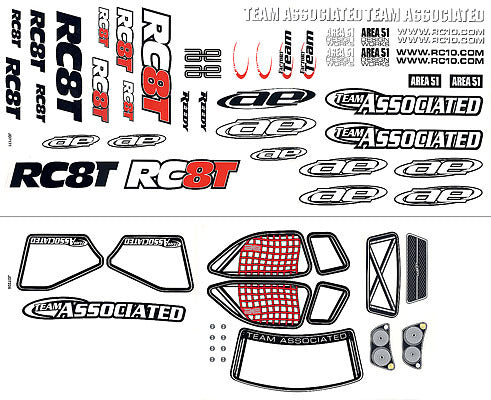 ASS89382 RC8T Decal Sheet