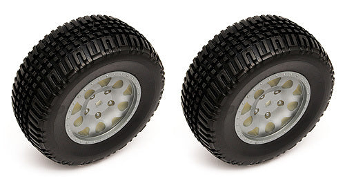 ASS91105 ###KMC Hex Wheels/Tyres Silver Team Associated