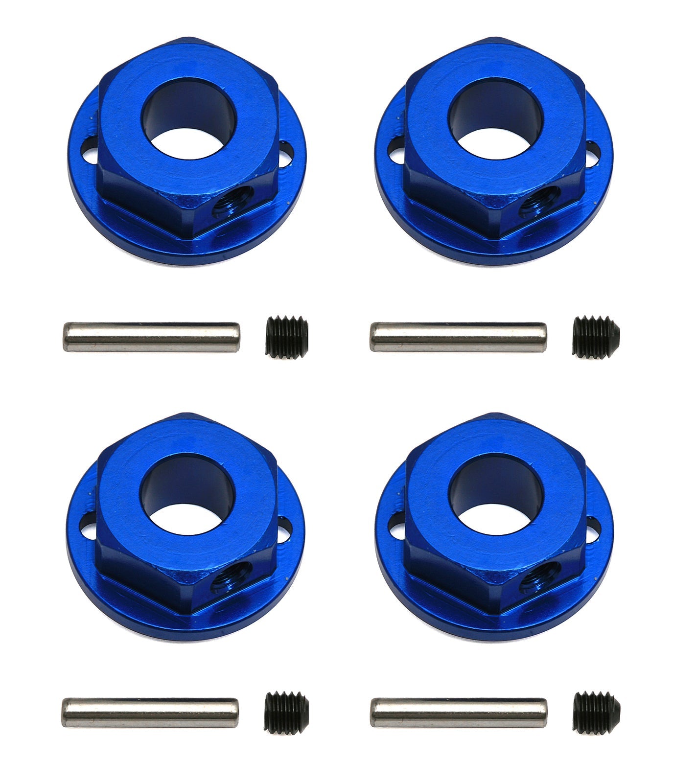 ASS91171 4x4 FT Aluminum Wheel Hexes, blue Team Associated