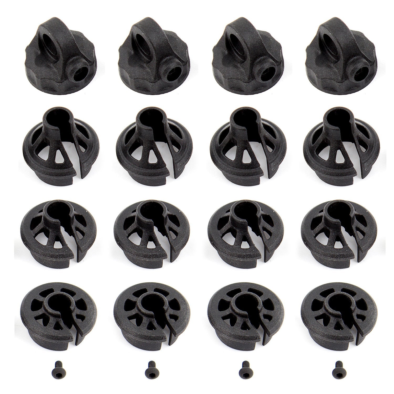 ASS91814 12mm Shock Caps and Spring Cups Team Associated