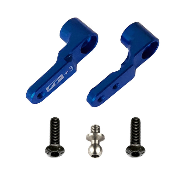 ASS91914 RC10B6 FT Steering Bellcranks, +3mm, blue aluminum